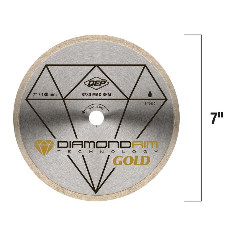 QEP 7" Continuous Rim Premium Diamond Blade for Wet or Dry Cutting of Ceramic, Porcelain, and Marble Tile, Silver - Image 5